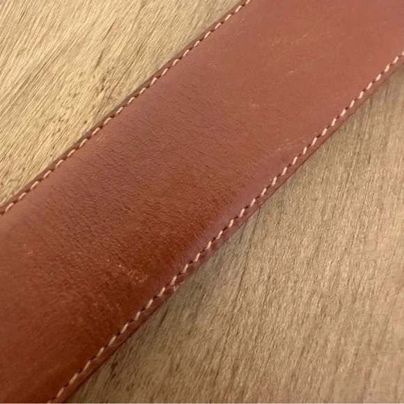 Authentic YSL Yves Saint Laurent Womens Belt 36 Inch 90 Cm Brown Leather Gold - Picture 12 of 16